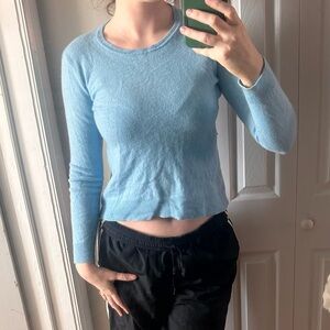 Lord & Taylor 100% Cashmere Light Blue Crew Neck Sweater